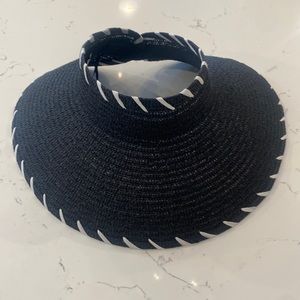 Mudpie 100% paper straw black hat with white trim